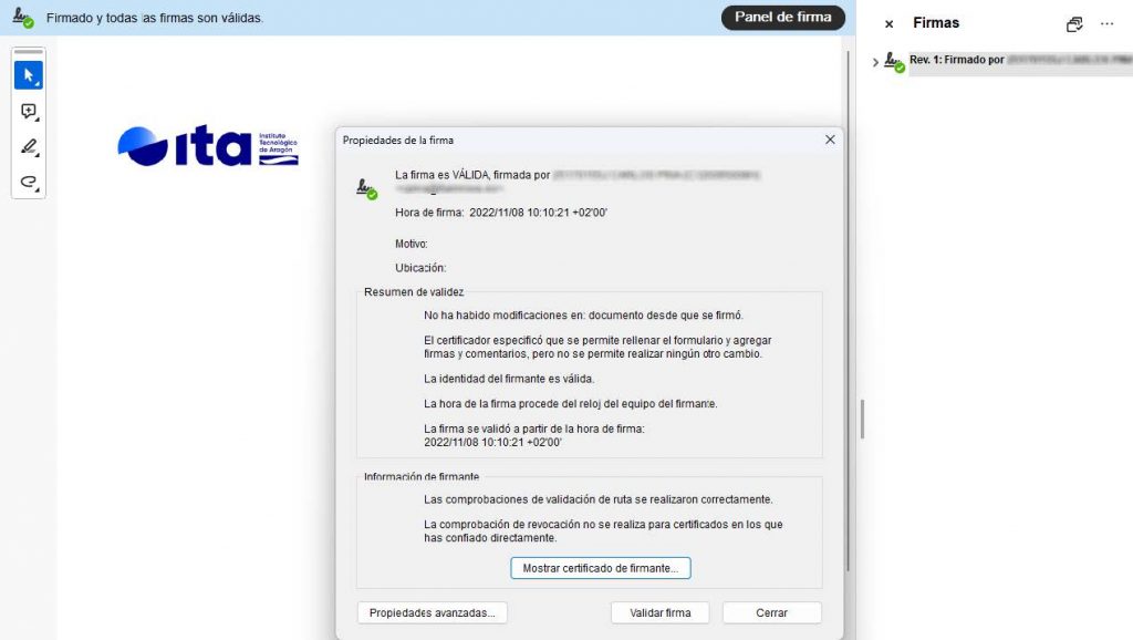 Figura 9: Firma validada